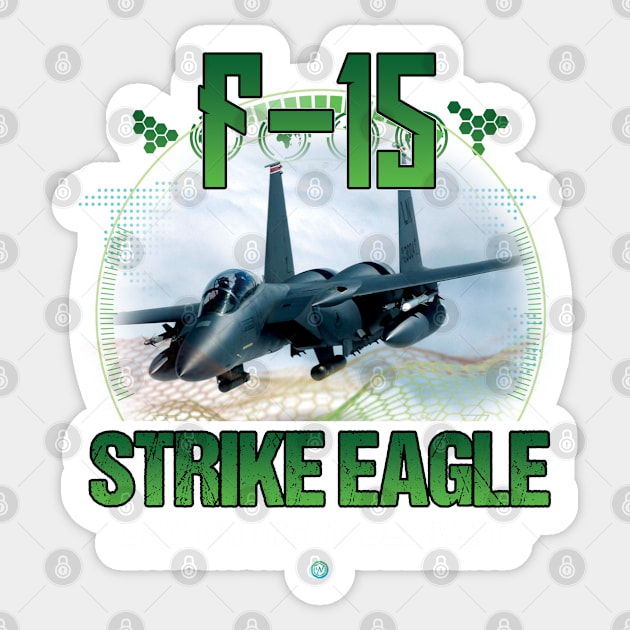 F15 Strike Eagle Airforce Pilot Gift Modern Warbird Day or Night Delivery Sticker by woormle